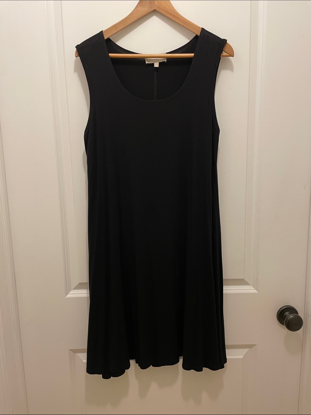 Joan Vass Black Sleeveless A-Line Scoop Dress